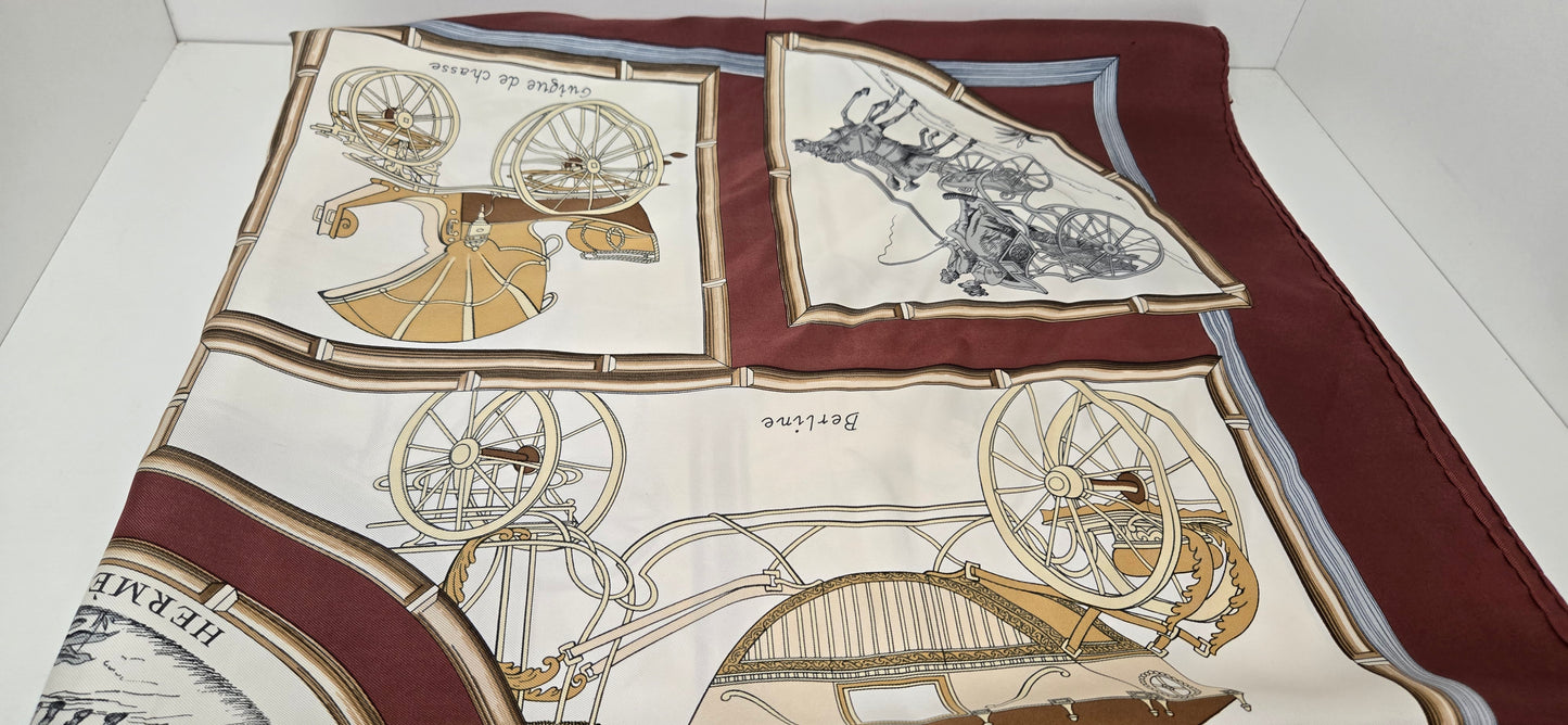 Carré/Scarf Hermès "Voitures de Dames" Silk/Soie 90cm
