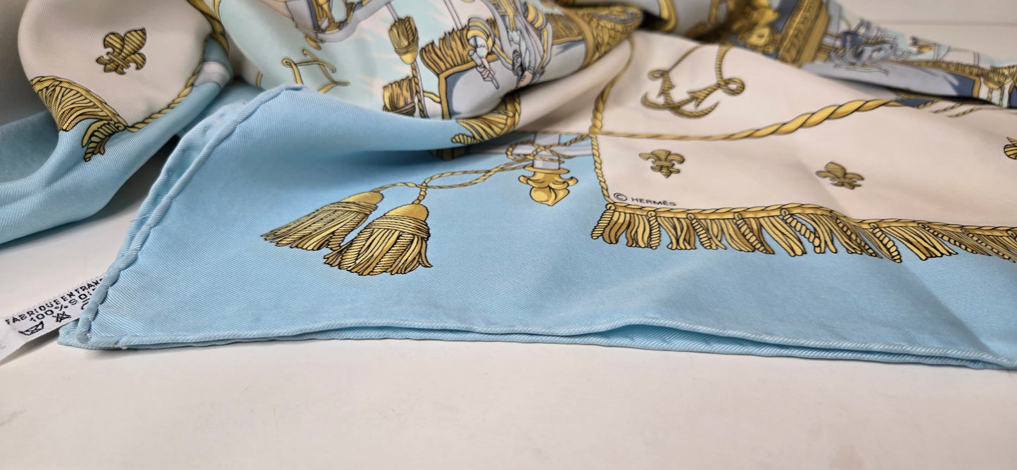 Carré Hermès Silk/Soie "Vue du carrosse de la galère de la Réale " 90cm