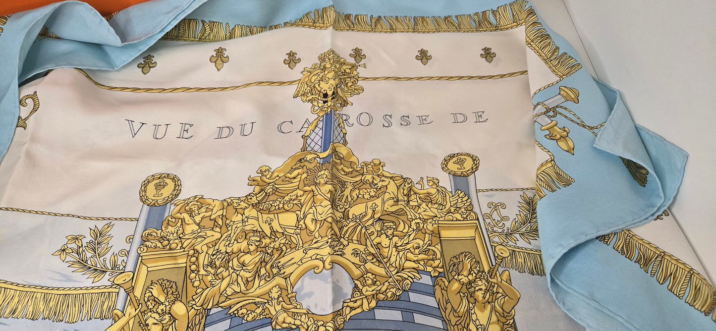 Carré Hermès Silk/Soie "Vue du carrosse de la galère de la Réale " 90cm