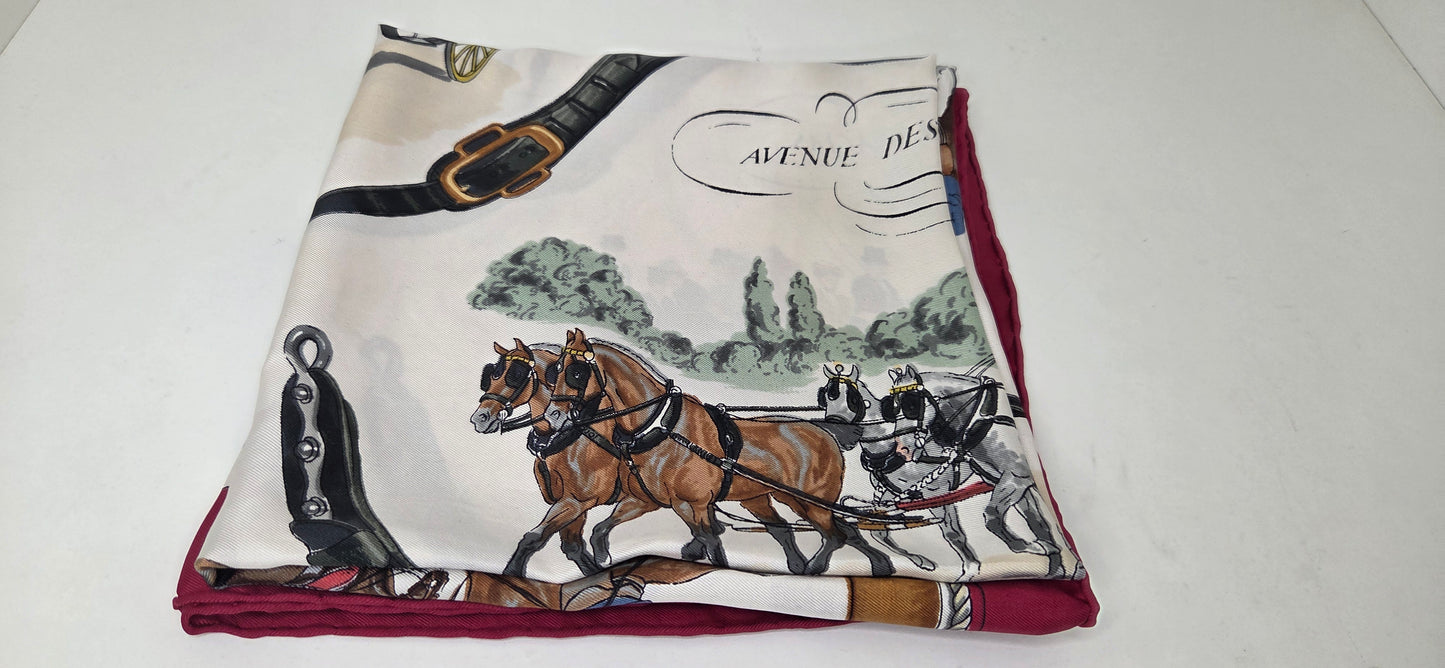Carré Hermès en twill de soie "Avenue des Acacias "