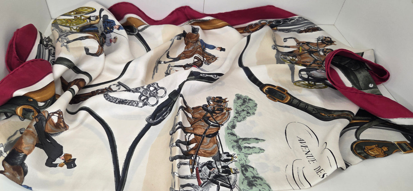 Carré Hermès en twill de soie "Avenue des Acacias "