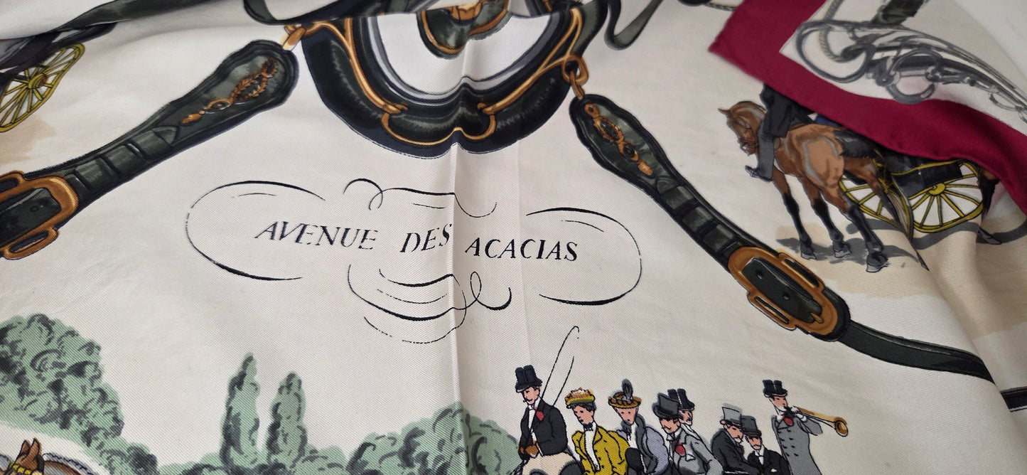 Carré Hermès en twill de soie "Avenue des Acacias "