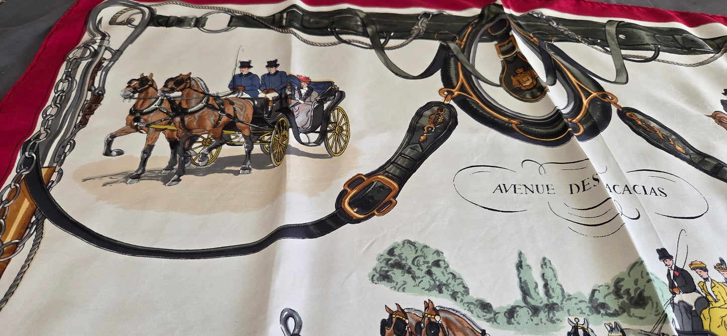 Carré Hermès en twill de soie "Avenue des Acacias "