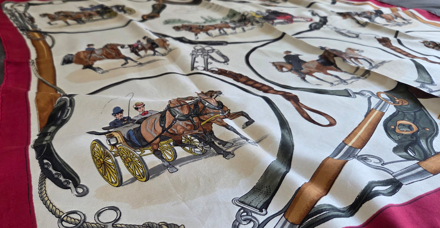 Carré Hermès en twill de soie "Avenue des Acacias "