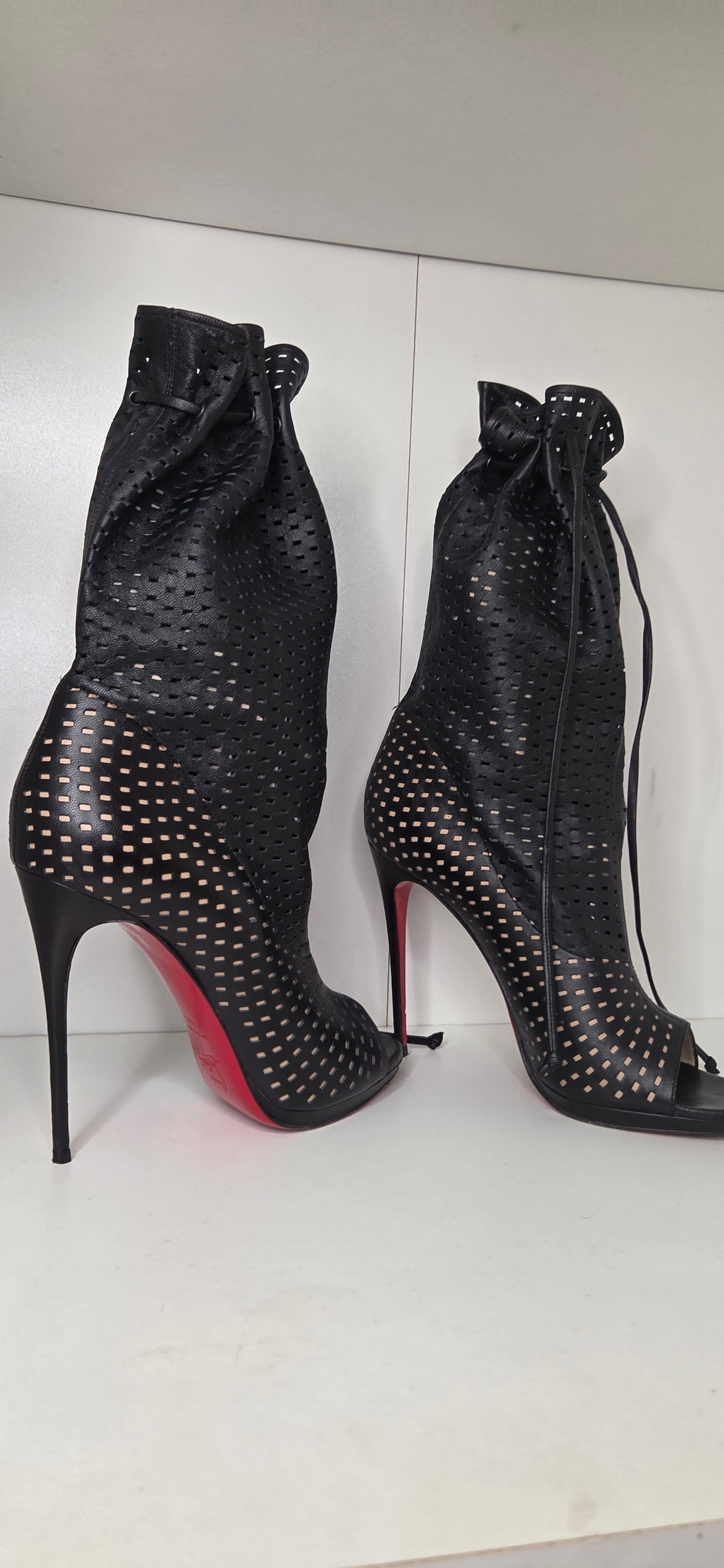 Louboutins Jennifer Black 120 Perforated Booties