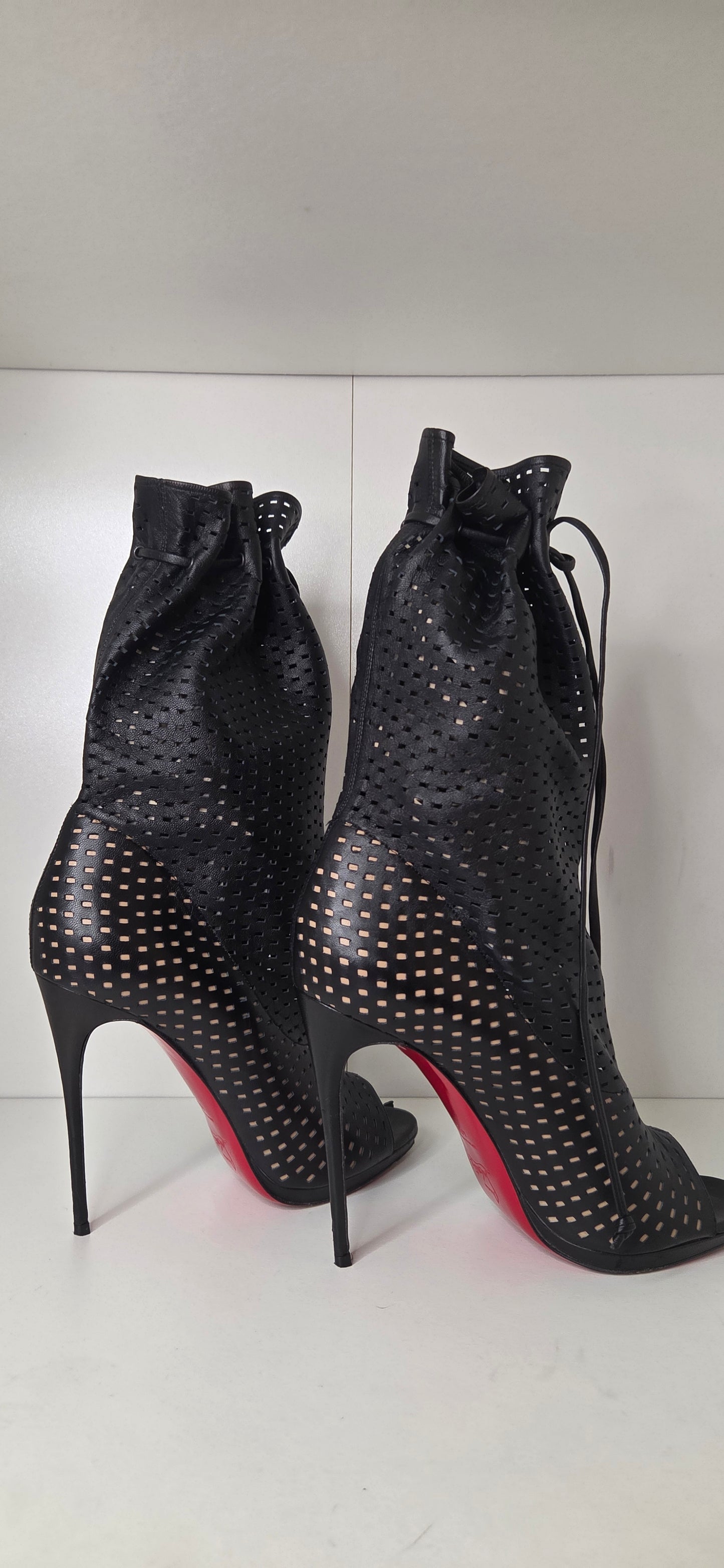 Louboutins Jennifer Black 120 Perforated Booties