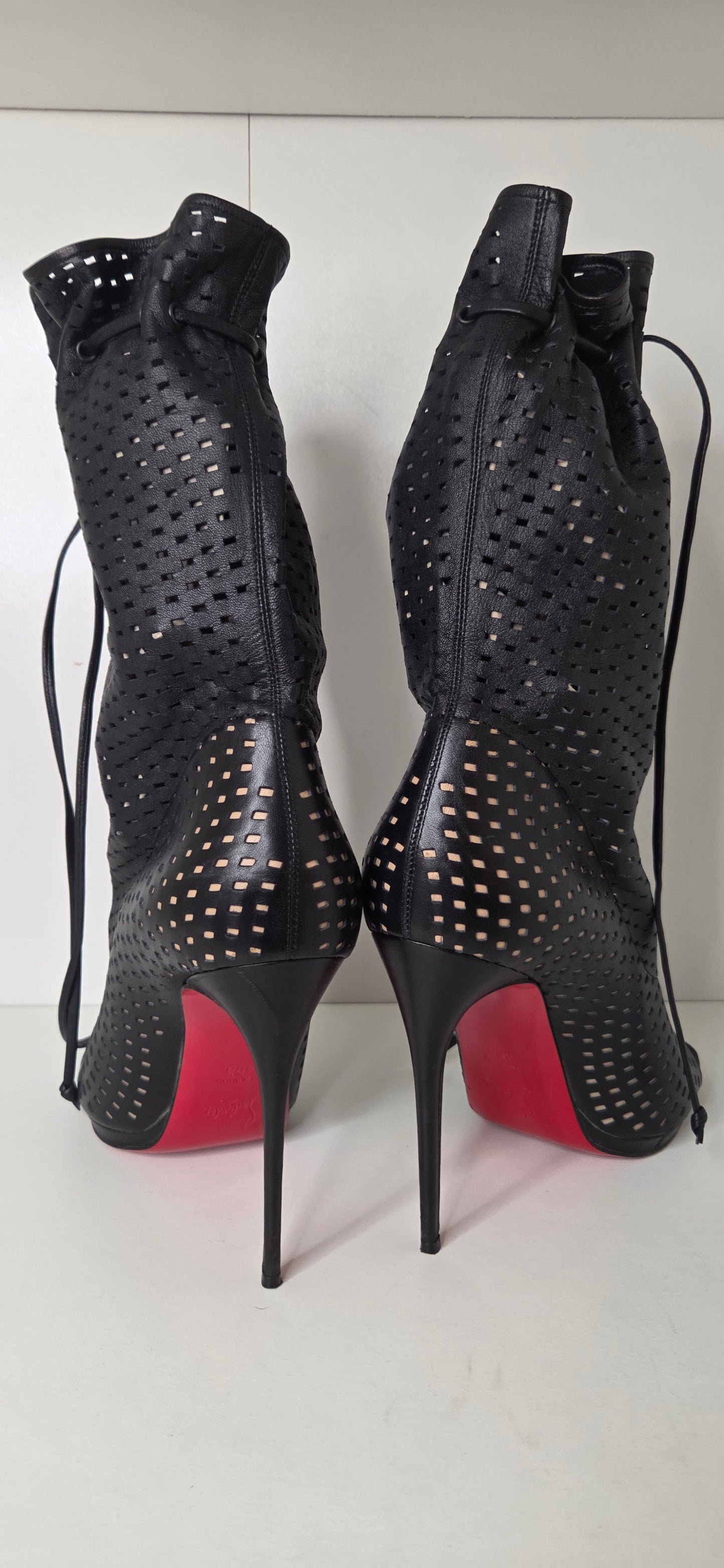 Louboutins Jennifer Black 120 Perforated Booties