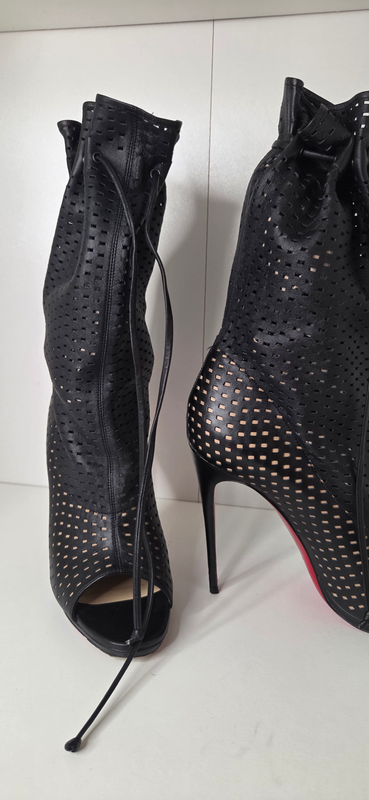 Louboutins Jennifer Black 120 Perforated Booties