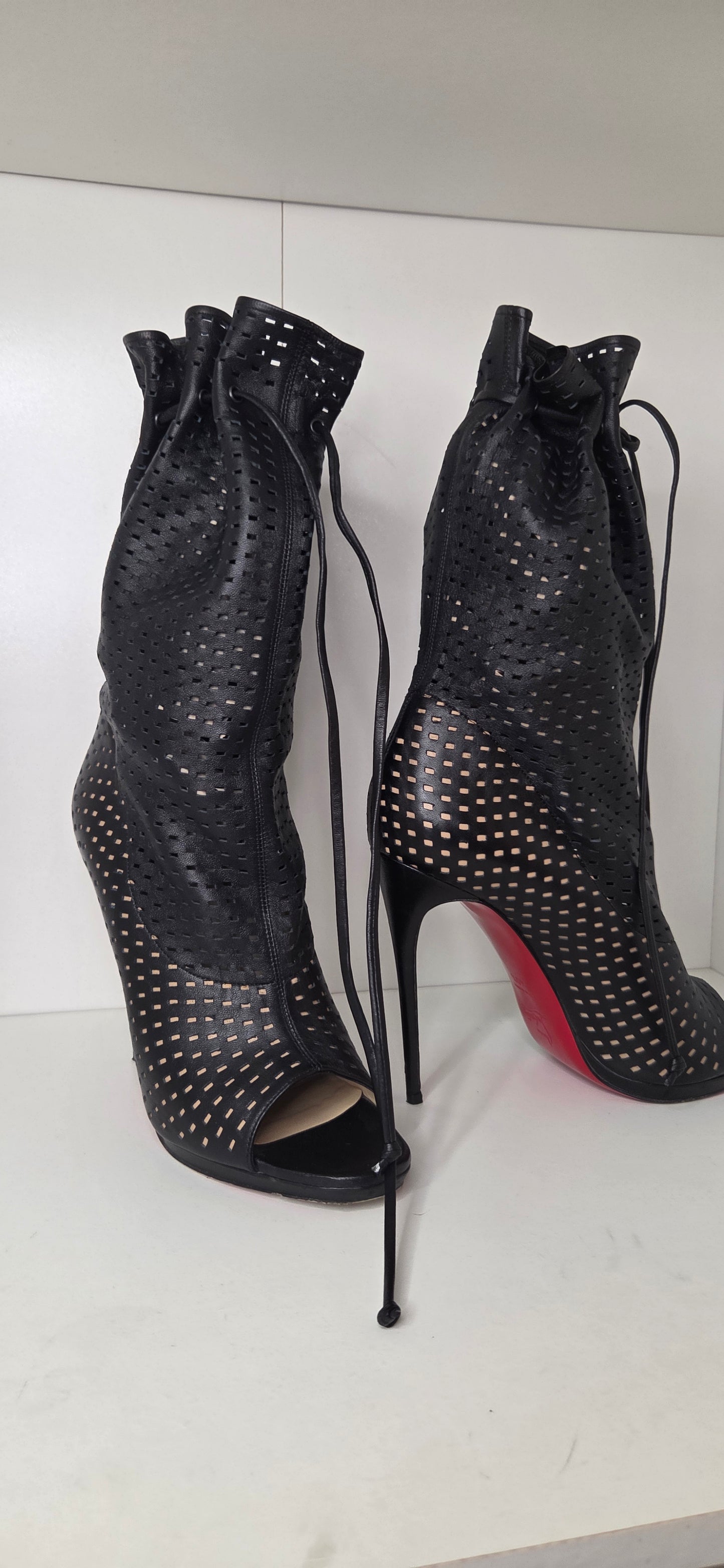 Louboutins Jennifer Black 120 Perforated Booties