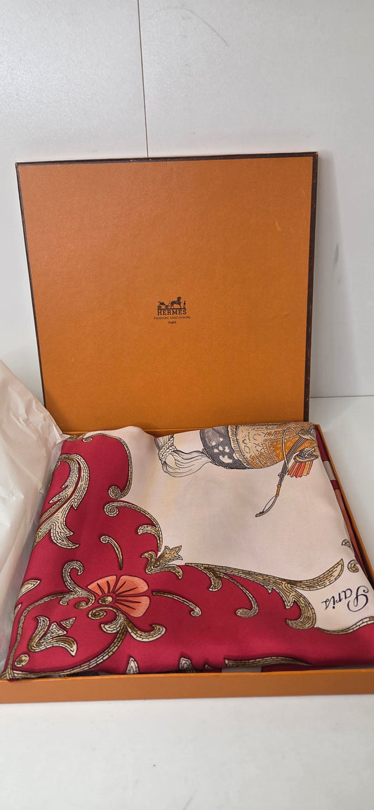 Carré Hermès en twill de soie "Le Cheval de Turc"