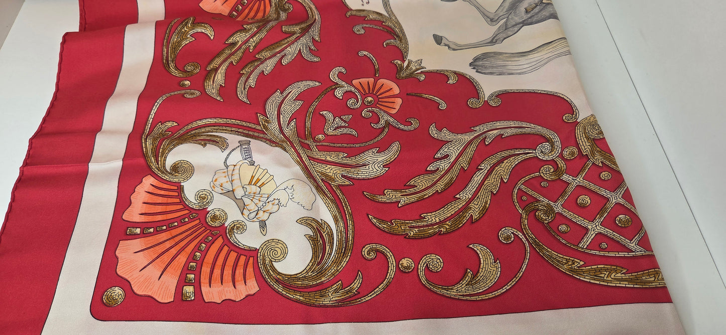 Carré Hermès en twill de soie "Le Cheval de Turc"