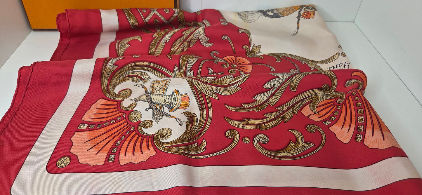 Carré Hermès en twill de soie "Le Cheval de Turc"