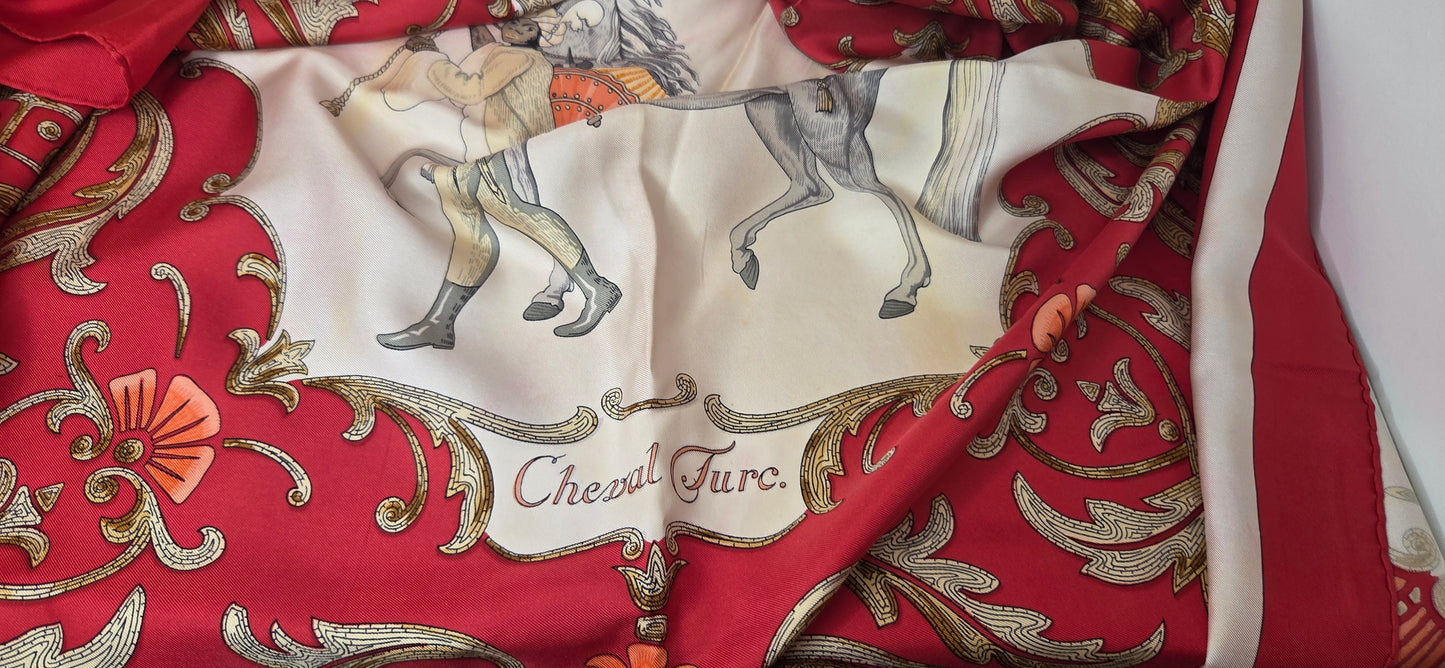 Carré Hermès en twill de soie "Le Cheval de Turc"