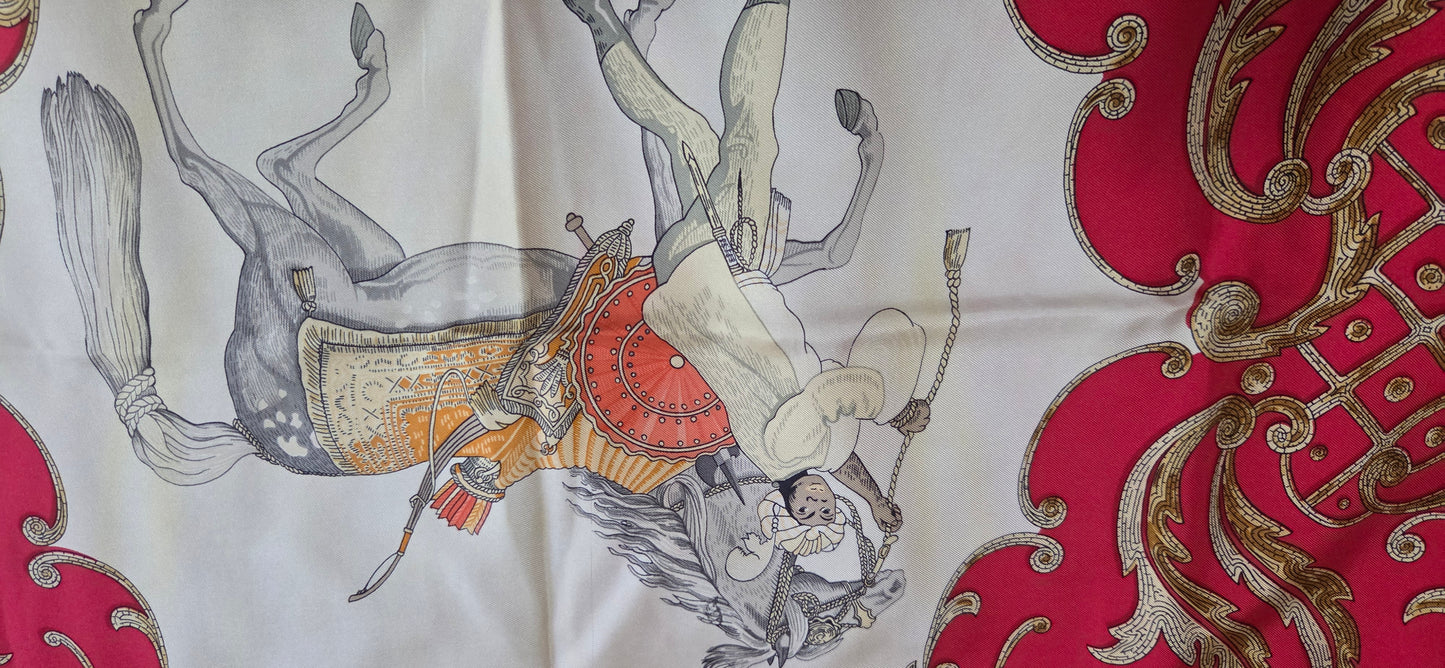Carré Hermès en twill de soie "Le Cheval de Turc"