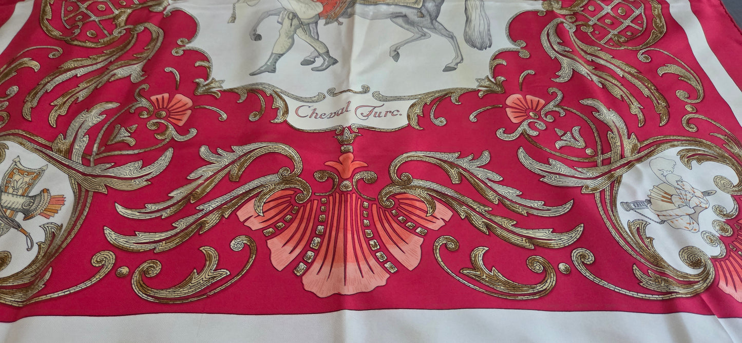 Carré Hermès en twill de soie "Le Cheval de Turc"