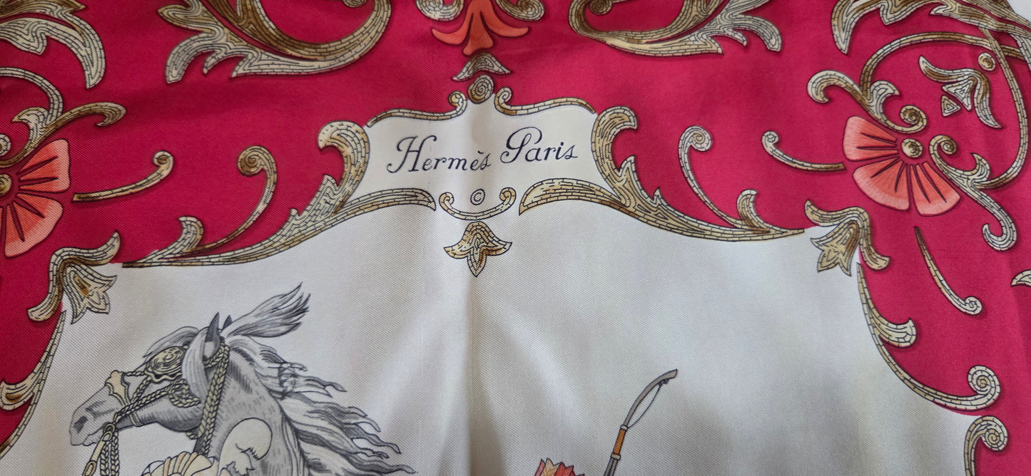 Carré Hermès en twill de soie "Le Cheval de Turc"