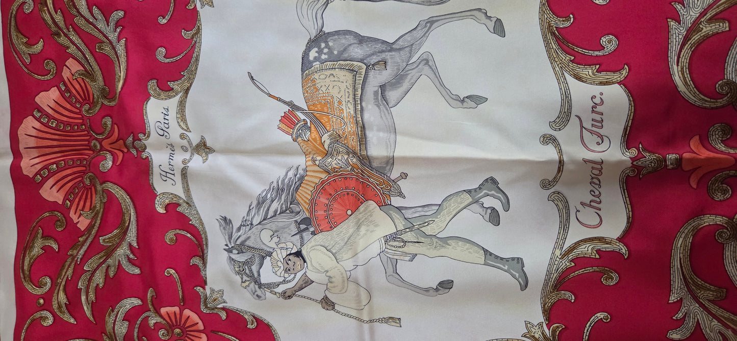 Carré Hermès en twill de soie "Le Cheval de Turc"