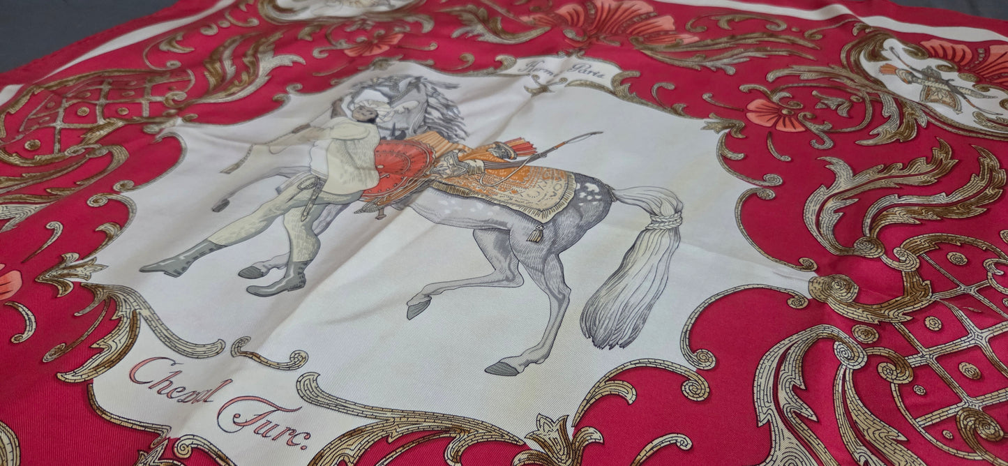 Carré Hermès en twill de soie "Le Cheval de Turc"
