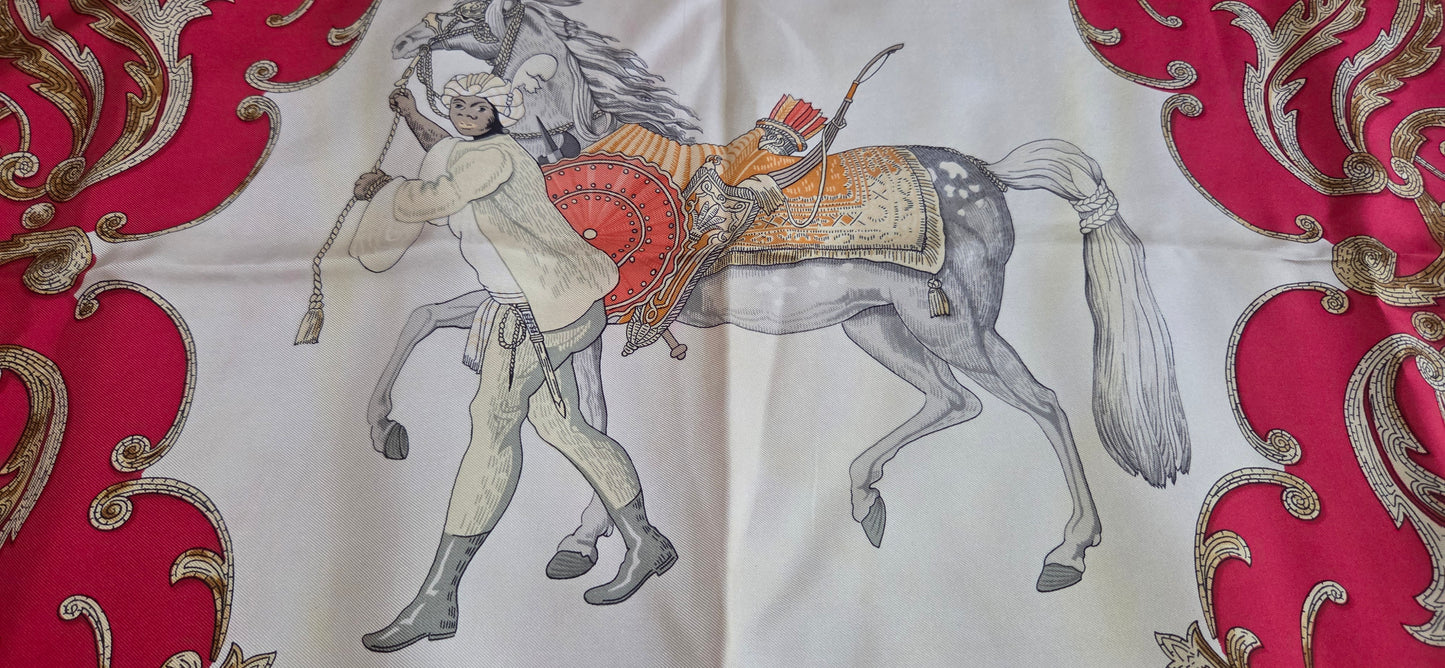 Carré Hermès en twill de soie "Le Cheval de Turc"