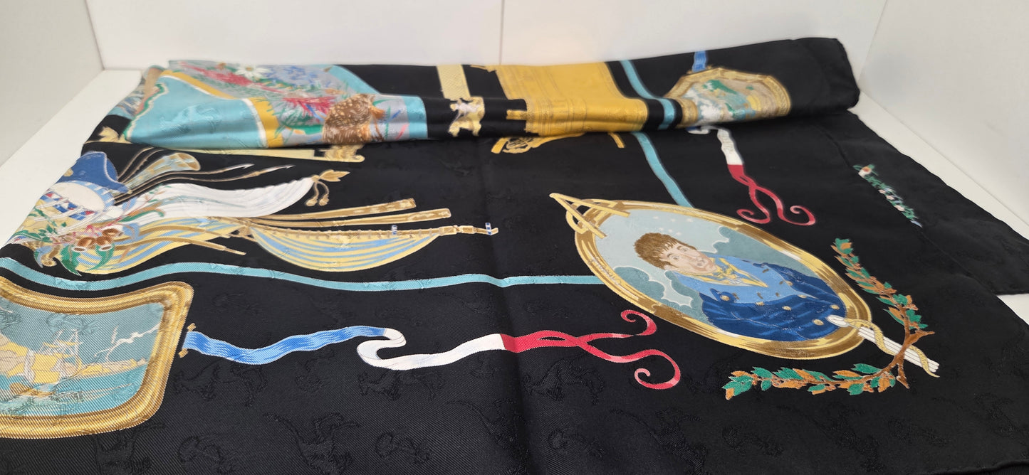 Carré Hermès en twill de soie "Le Geographe "