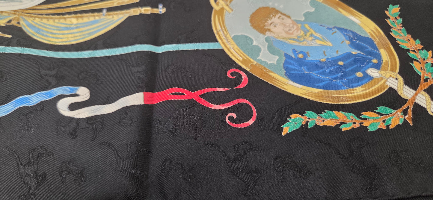 Carré Hermès en twill de soie "Le Geographe "
