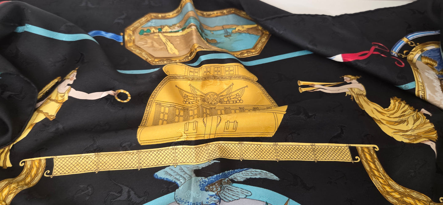Carré Hermès en twill de soie "Le Geographe "