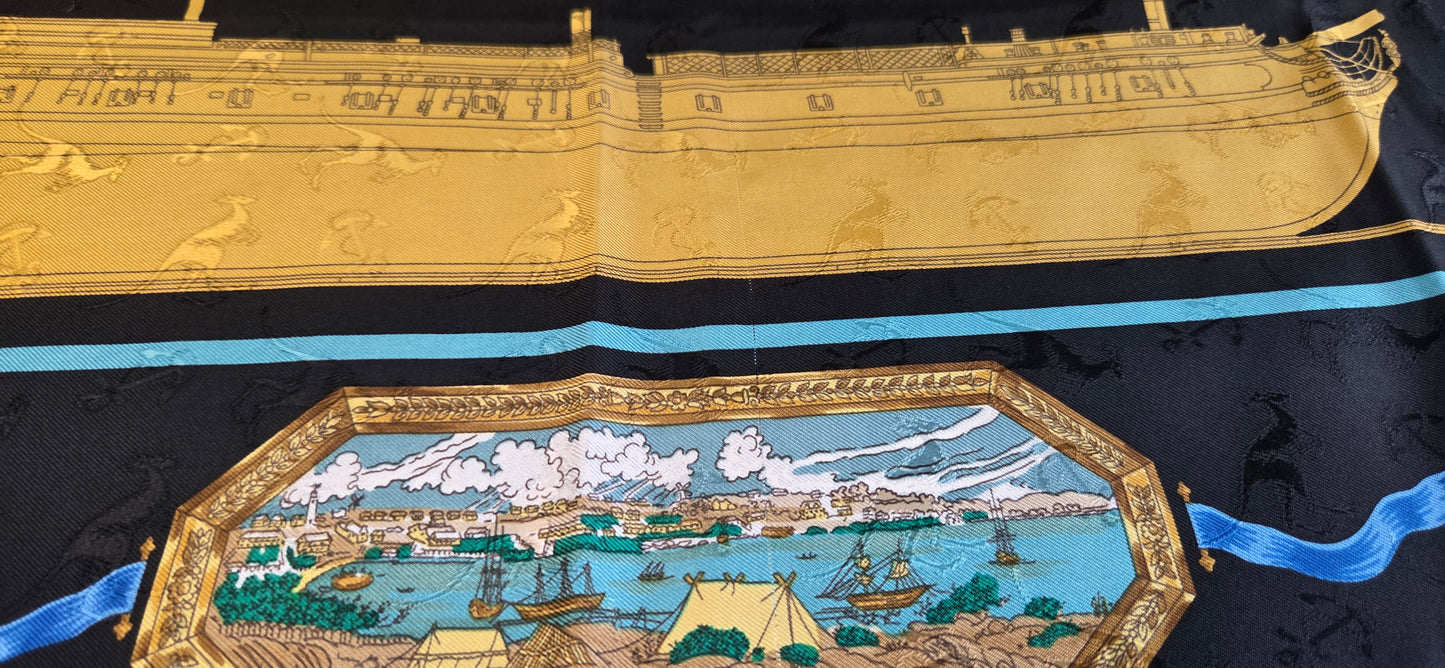 Carré Hermès en twill de soie "Le Geographe "