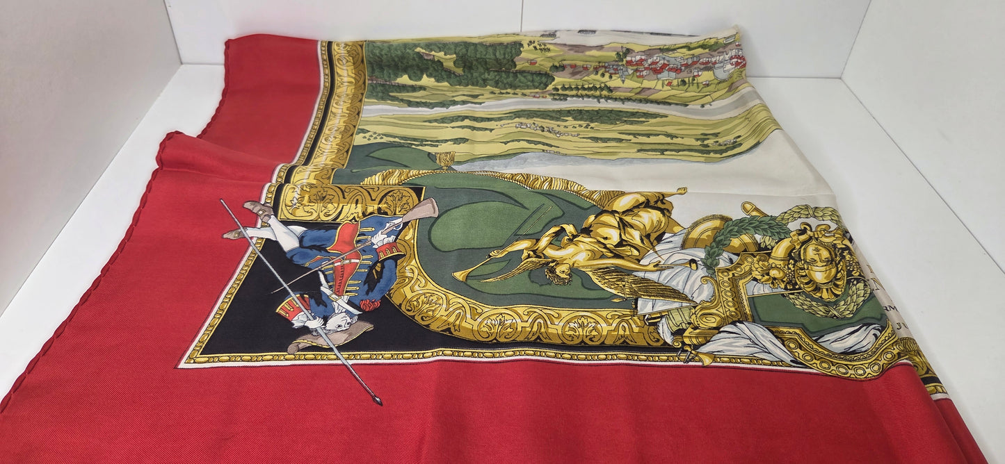 Carré Hermès en twill de soie "Les Armées en Campagne "