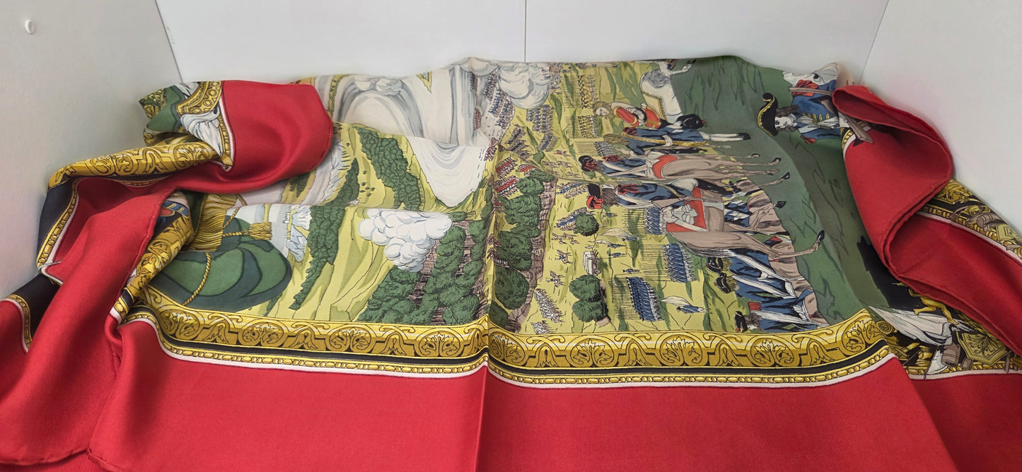 Carré Hermès en twill de soie "Les Armées en Campagne "