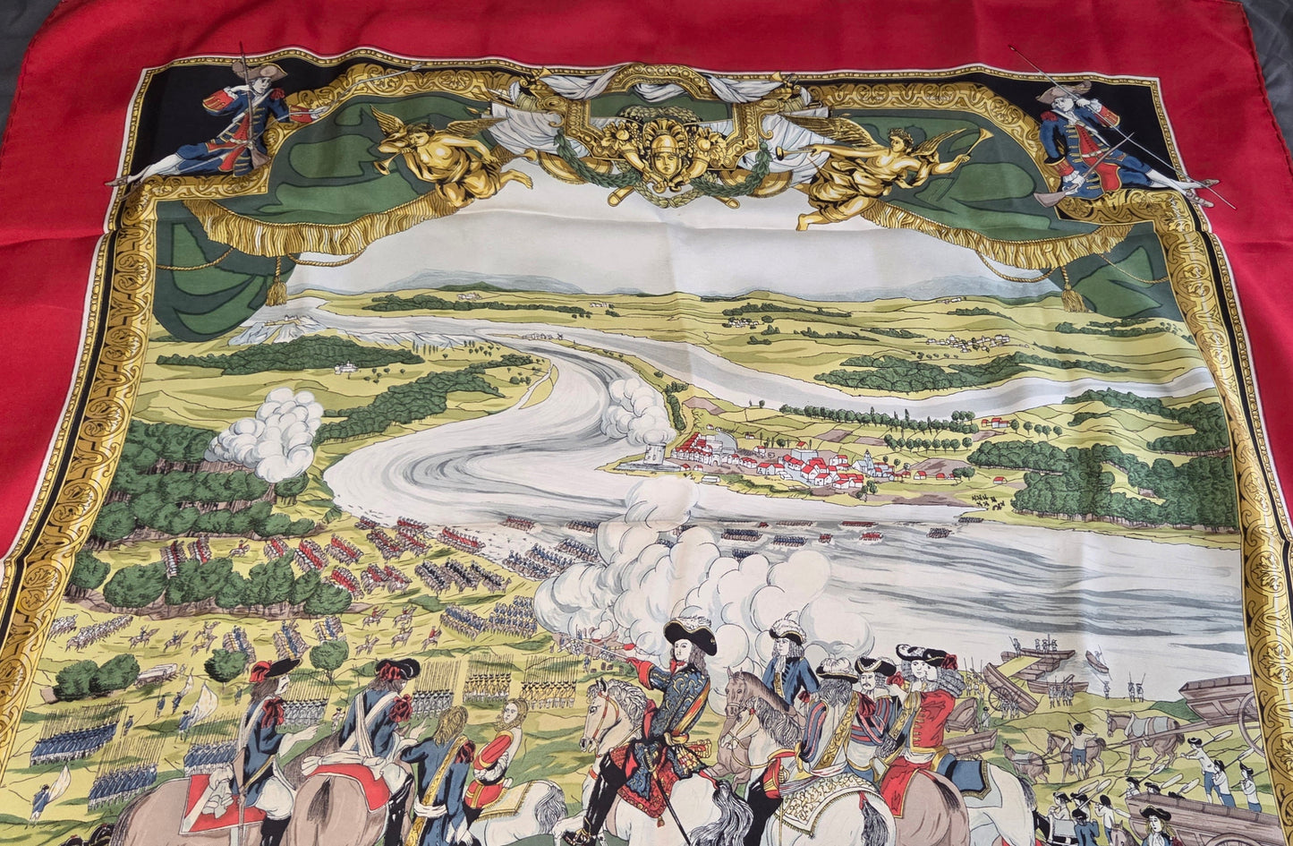 Carré Hermès en twill de soie "Les Armées en Campagne "