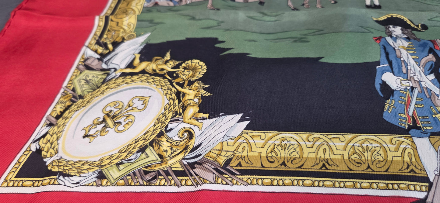 Carré Hermès en twill de soie "Les Armées en Campagne "