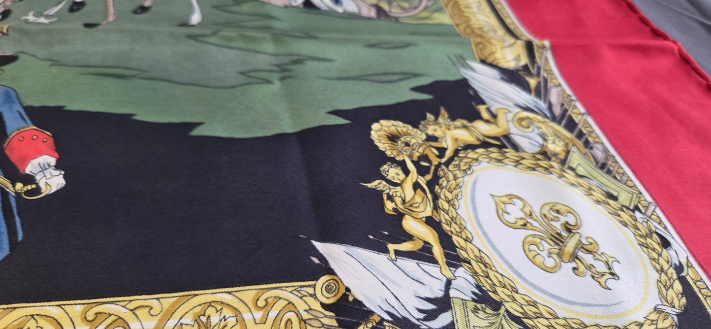 Carré Hermès en twill de soie "Les Armées en Campagne "