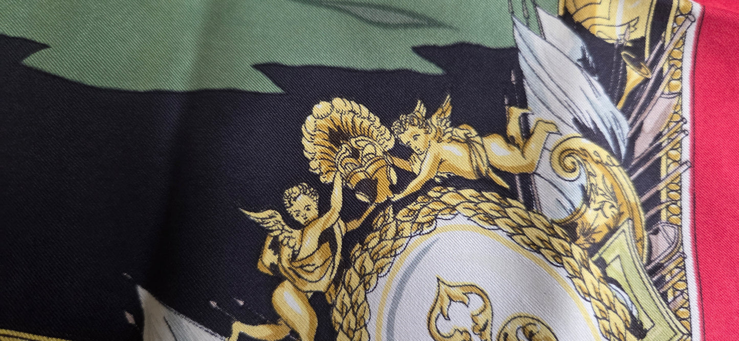 Carré Hermès en twill de soie "Les Armées en Campagne "