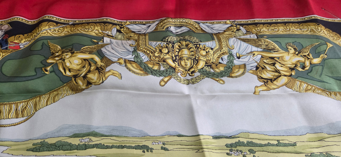 Carré Hermès en twill de soie "Les Armées en Campagne "