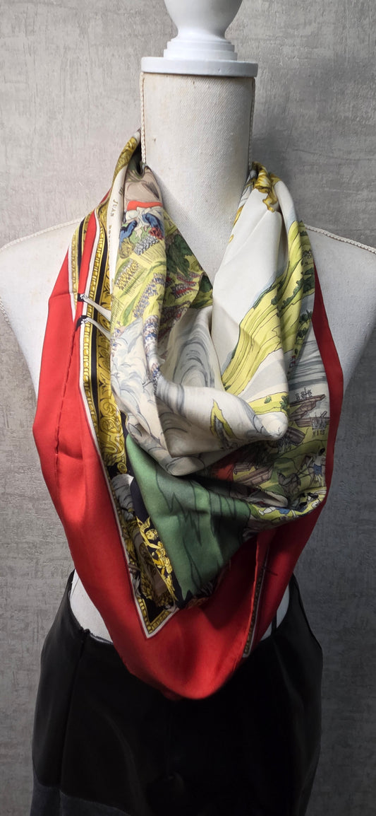Carré Hermès en twill de soie "Les Armées en Campagne "