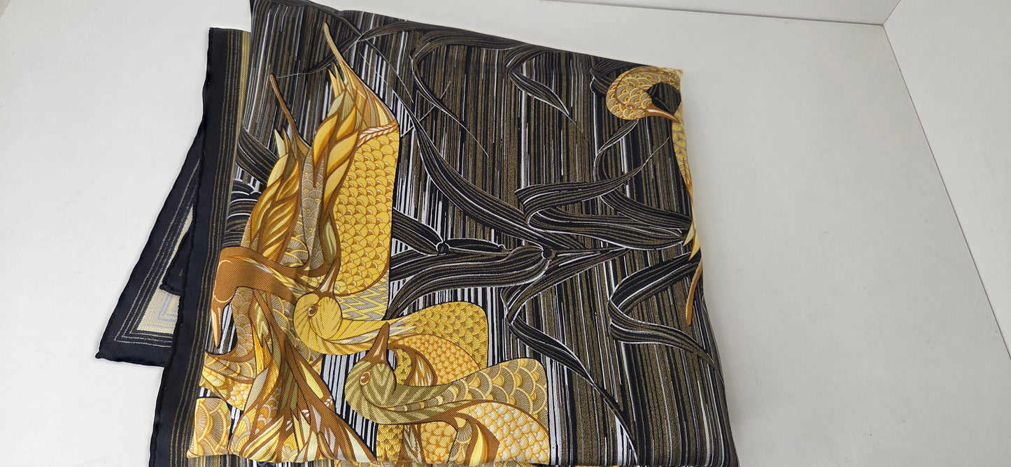 Carré Hermès en twill de soie "Mare aux Canards "