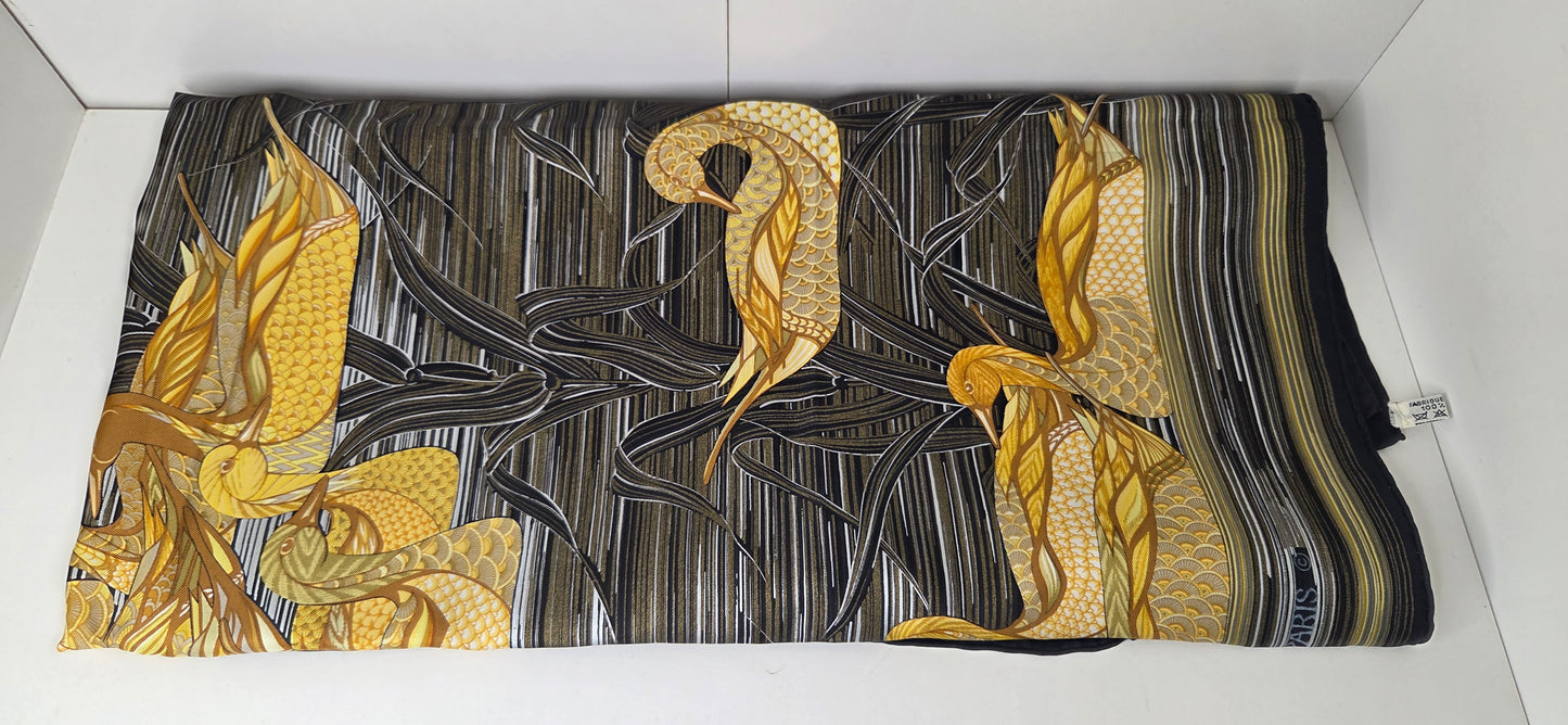 Carré Hermès en twill de soie "Mare aux Canards "