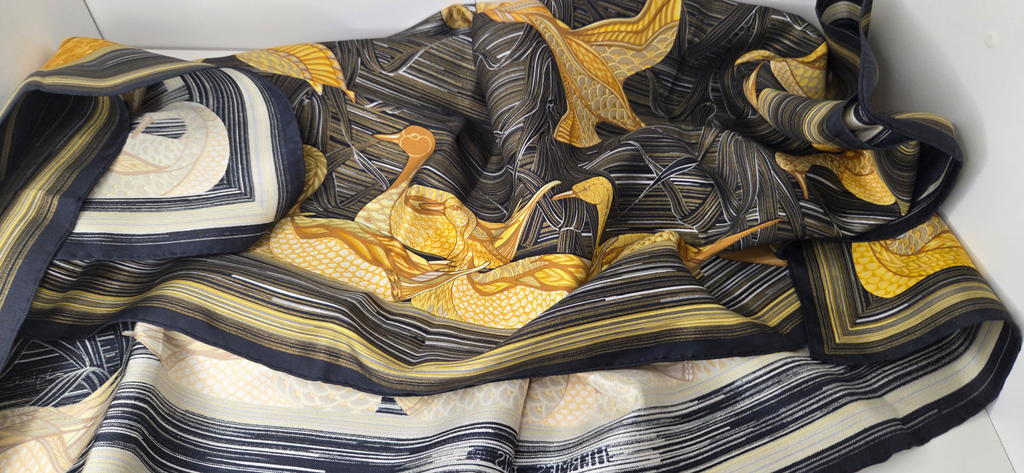 Carré Hermès en twill de soie "Mare aux Canards "
