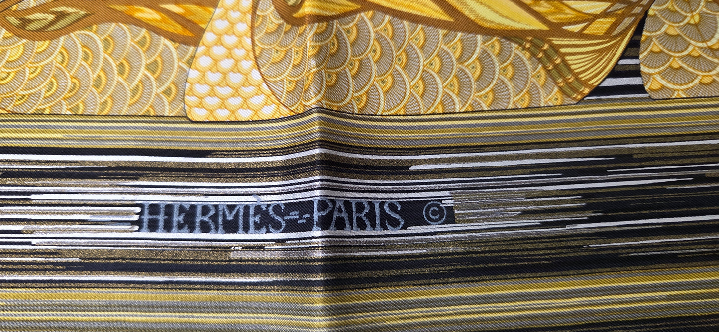 Carré Hermès en twill de soie "Mare aux Canards "