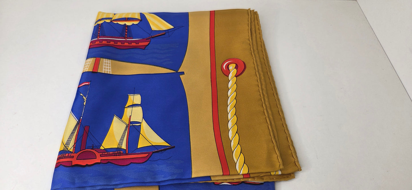 Carré Hermès en twill de soie "Grand Largue"