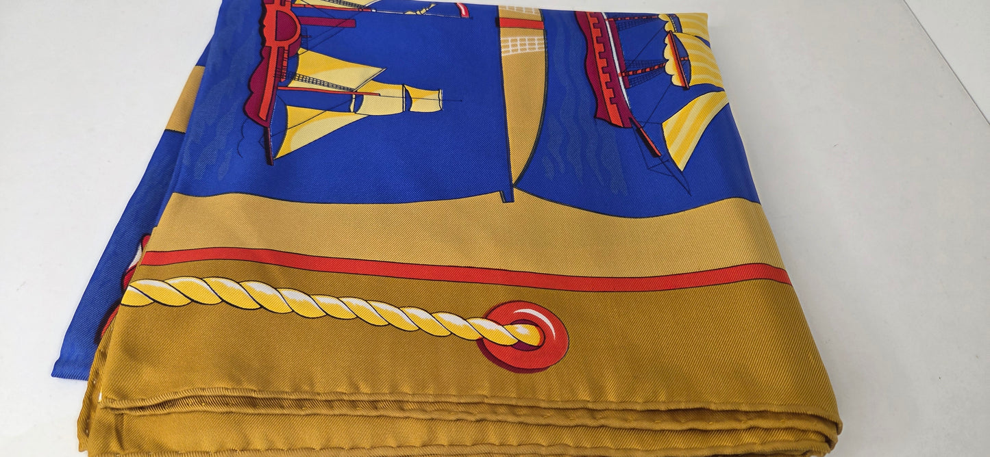 Carré Hermès en twill de soie "Grand Largue"