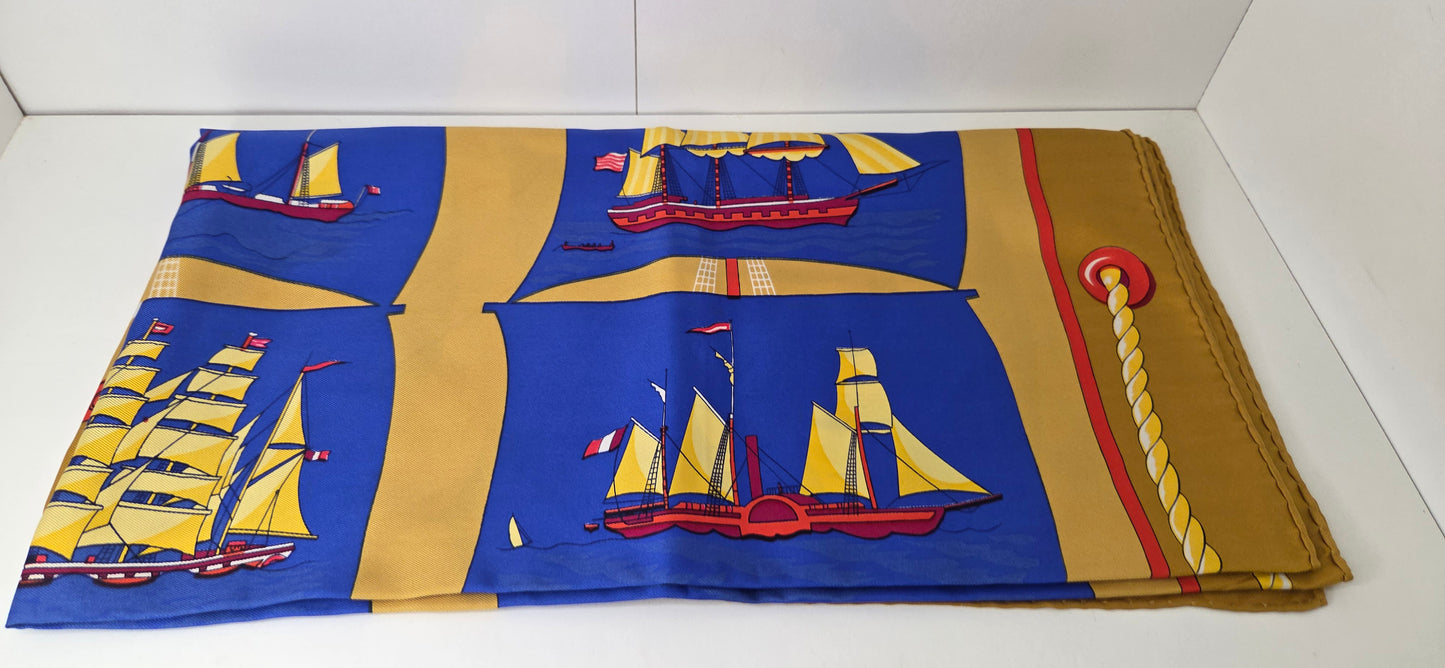 Carré Hermès en twill de soie "Grand Largue"