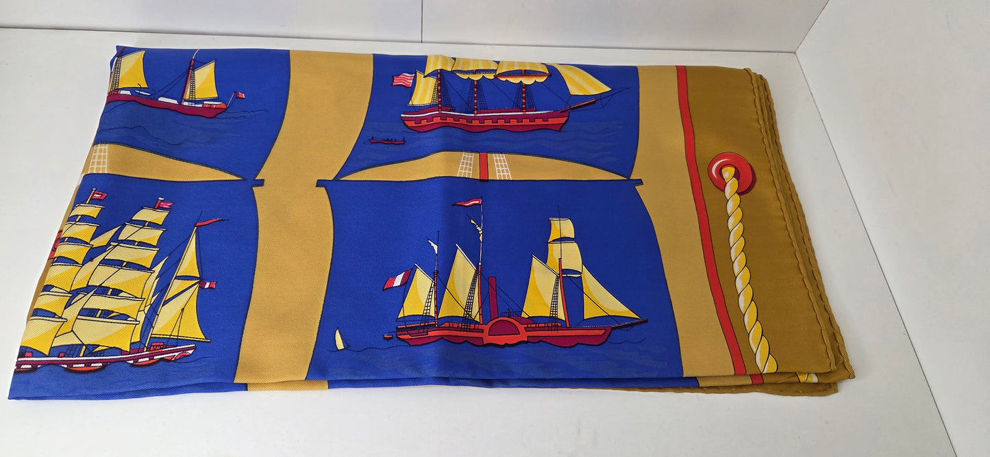Carré Hermès en twill de soie "Grand Largue"