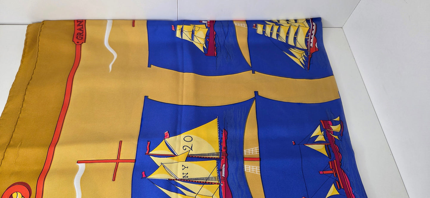 Carré Hermès en twill de soie "Grand Largue"