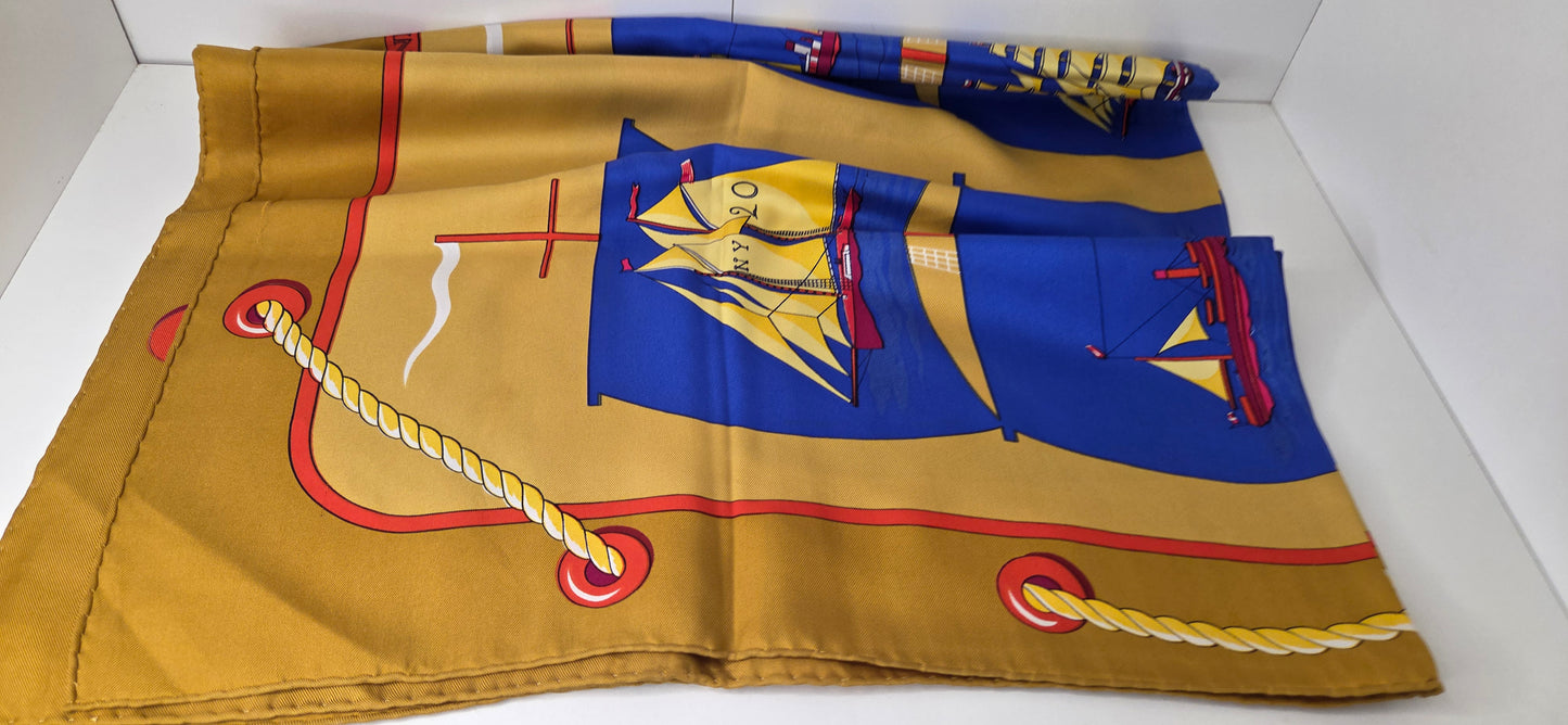Carré Hermès en twill de soie "Grand Largue"