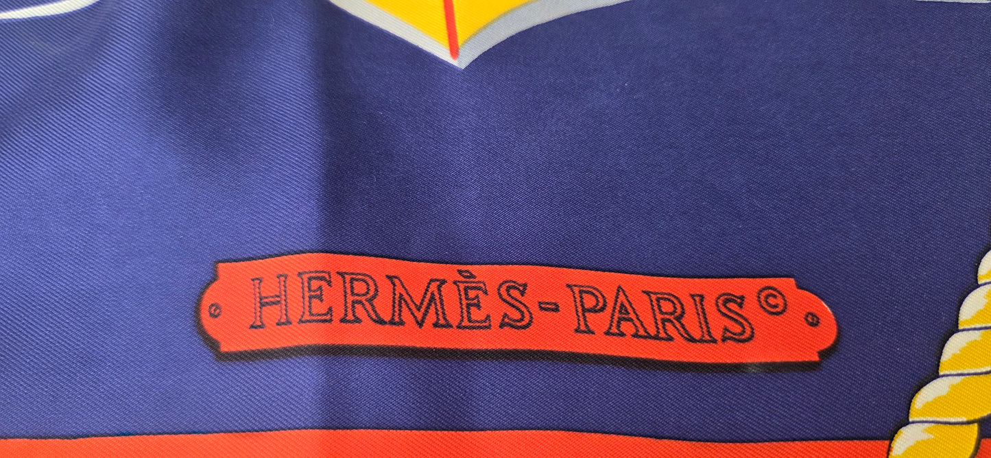 Carré Hermès en twill de soie "Grand Largue"