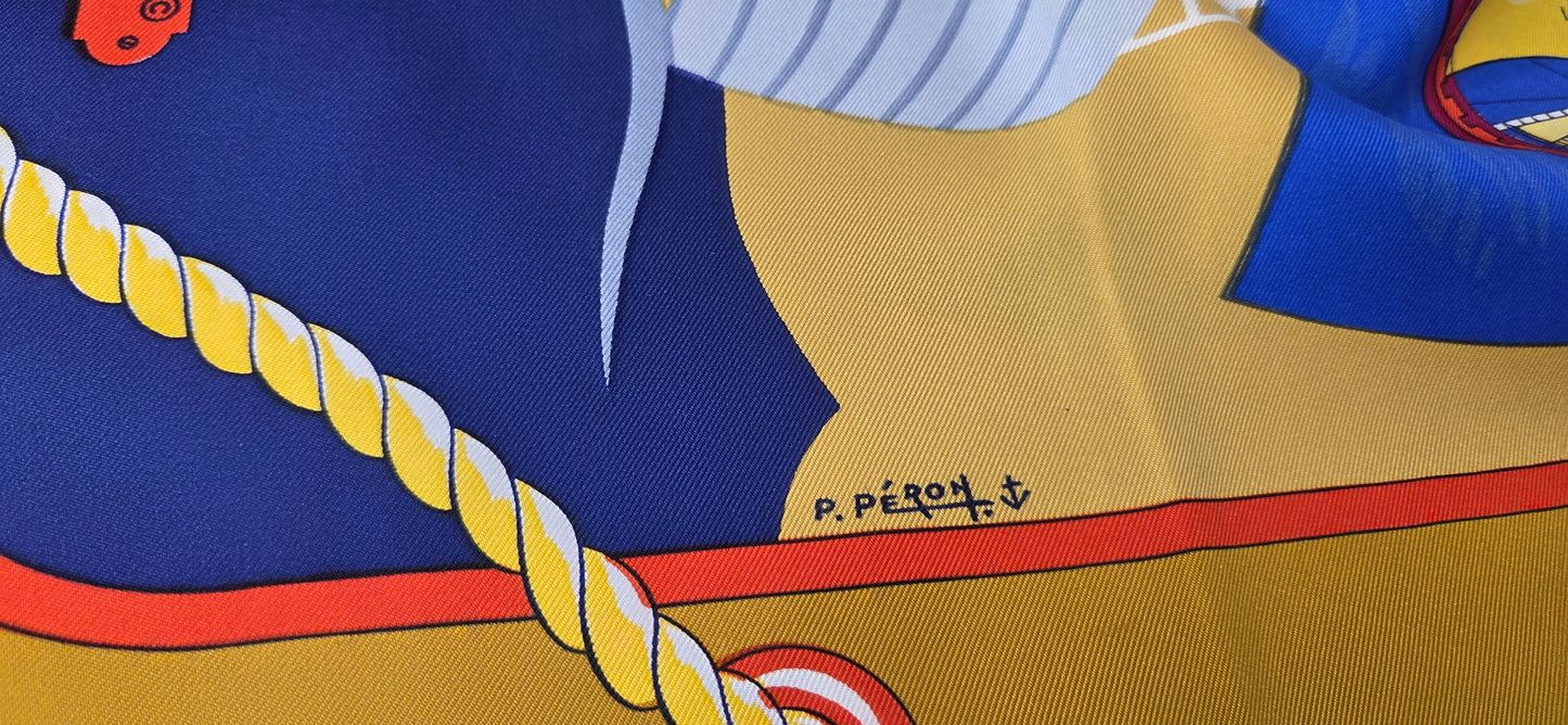 Carré Hermès en twill de soie "Grand Largue"