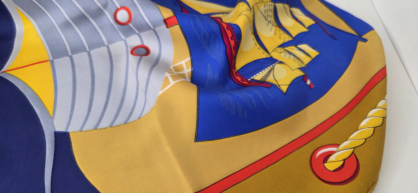 Carré Hermès en twill de soie "Grand Largue"