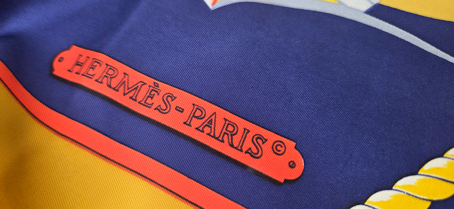 Carré Hermès en twill de soie "Grand Largue"