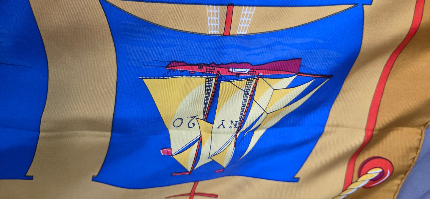 Carré Hermès en twill de soie "Grand Largue"